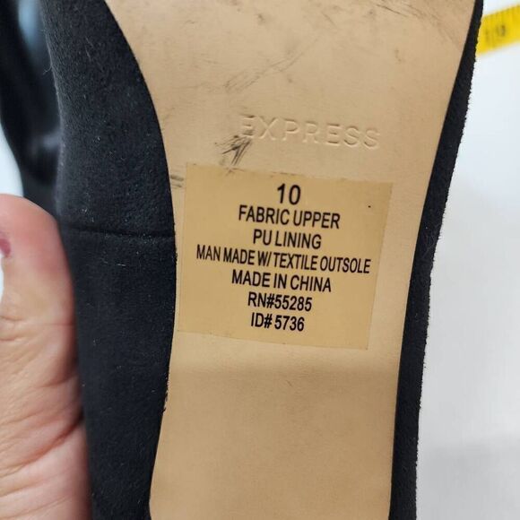 Express Size 10 Black Ankle Tie Pump Coquette Heels Women's Pointed Toe B - Picture 7 of 10